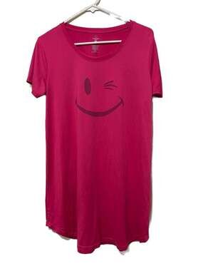 Joe Boxer Pink Smiley Winky Face Sleepwear T-Shirt Dress